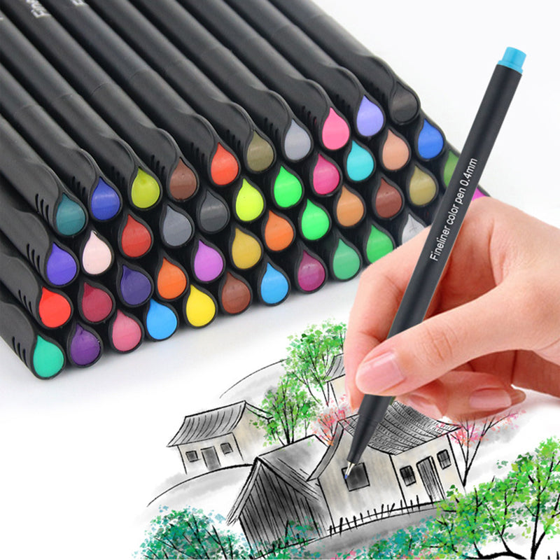 12 Colors 0.4mm Extra Fine Point Color Pen Water-based Journal